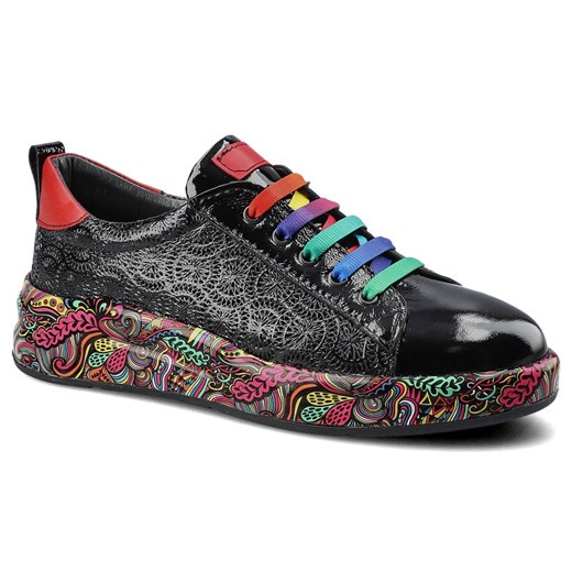 Buty sportowe damskie czarne ARTIKER RELAKS sneakersy sznurowane z tworzywa sztucznego 