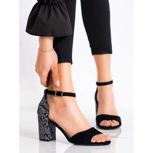 Sergio Leone sandały damskie z klamrą skórzane 