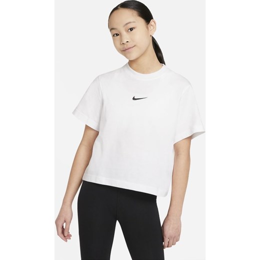 Bluzka dziewczęca biała Nike z krótkimi rękawami 