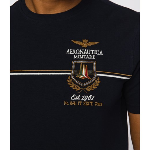 T-shirt męski Aeronautica Militare w stylu młodzieżowym z napisami z krótkim rękawem 