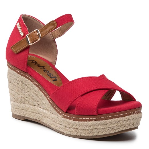 Espadryle damskie Refresh na koturnie na lato z klamrą