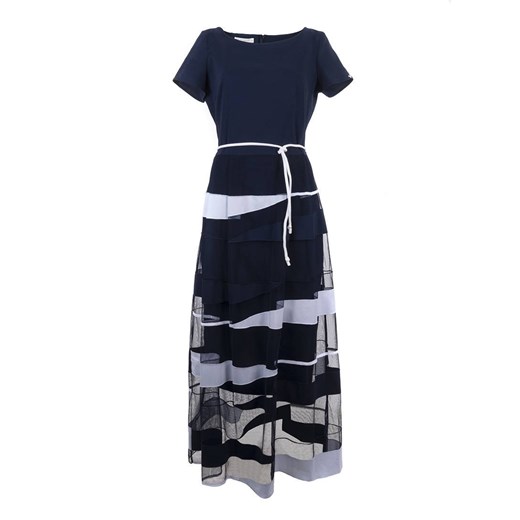 Sukienka Pola Mondi By Merla z krótkimi rękawami maxi z okrągłym dekoltem 