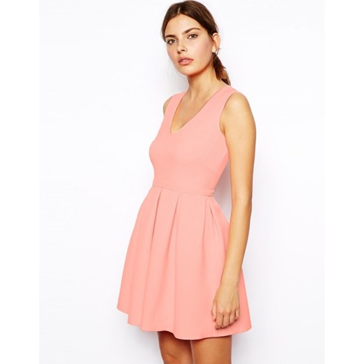 Asos Mini Sukienka Kloszowana aleja-mody rozowy elastyczne