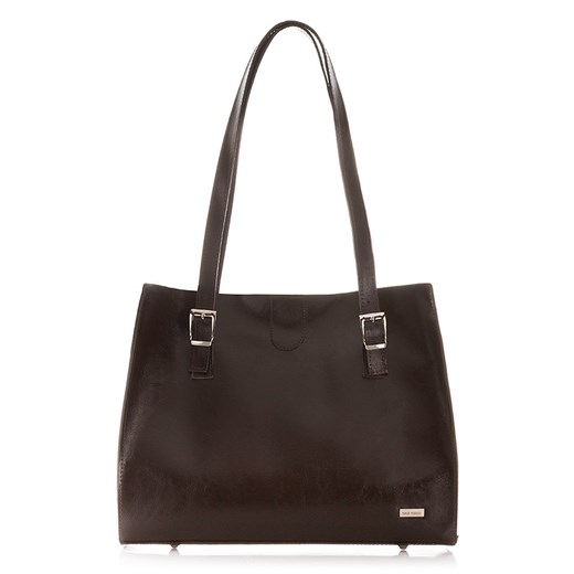 Shopper bag Paolo Peruzzi skórzana na ramię czarna elegancka 