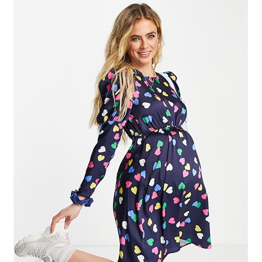 Blume Studio Maternity – Granatowa satynowa sukienka mini z