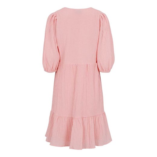 Sukienka Freequent różowa mini z długim rękawem w serek 
