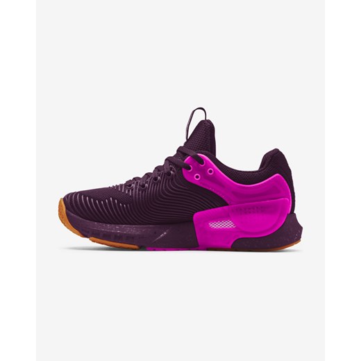 Buty sportowe damskie Under Armour płaskie fioletowe skórzane 