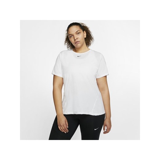 Biała bluzka damska Nike sportowa z okrągłym dekoltem z krótkim rękawem 