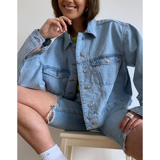 ASOS DESIGN – Kurtka z organicznego denimu w stylu lat 90. z jasnym efektem sprania-Niebieski 34 Asos Poland