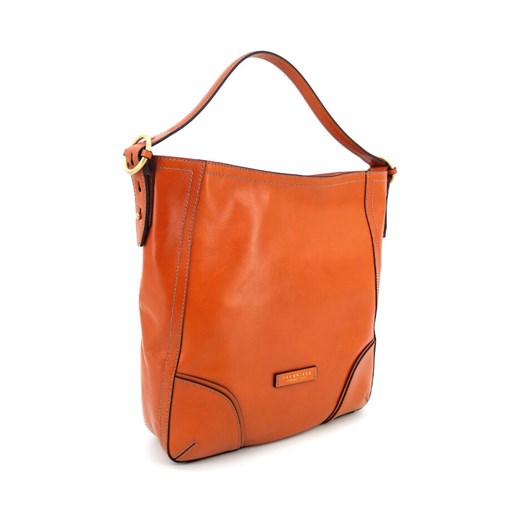 Shopper bag pomarańczowy na ramię ze skóry duża matowa bez dodatków 
