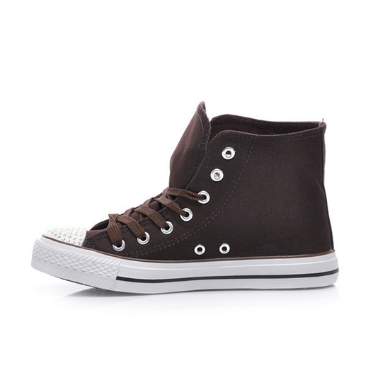 WYSOKIE TRAMPKI Z CYRKONIAMI BK-13-37BR /D3-L36 czasnabuty-pl szary cyrkonia