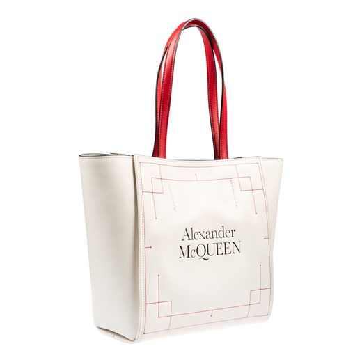 Shopper bag biała Alexander McQueen duża matowa na ramię 