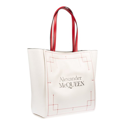Shopper bag Alexander McQueen biała na ramię bez dodatków 
