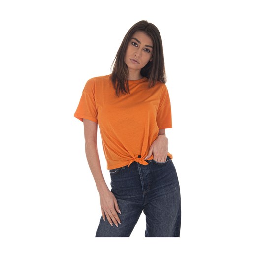 Pomarańczowy bluzka damska Absolut Cashmere z krótkimi rękawami casualowa 