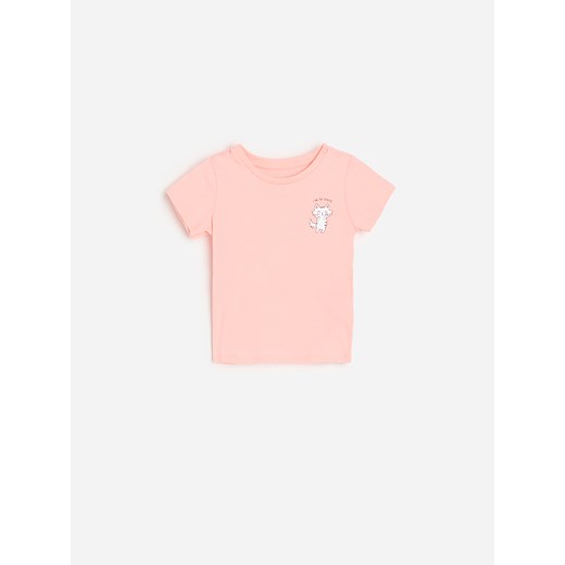 Reserved - Bawełniany t-shirt z nadrukiem - Różowy Reserved 92 Reserved