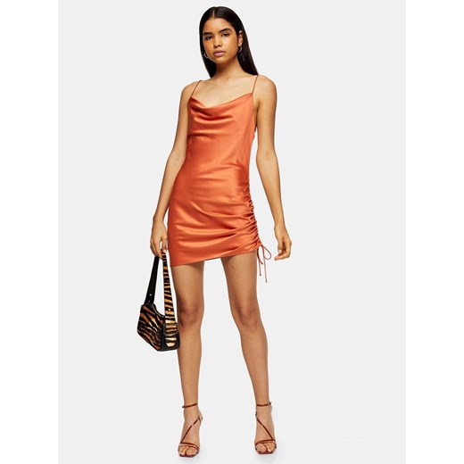 Topshop sukienka mini brązowa z okrągłym dekoltem