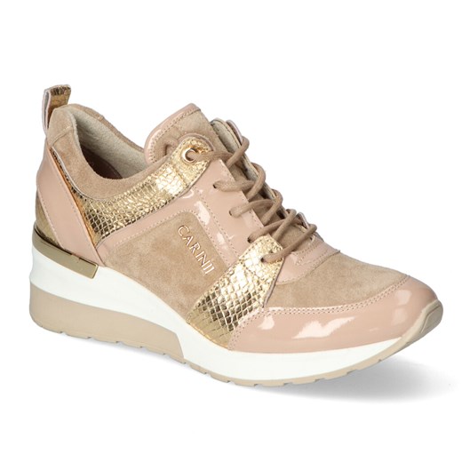 Sneakersy Carinii B5124-O31-O17-P11-D48 Beżowe/Złote lakier+nubuk Carinii Arturo-obuwie