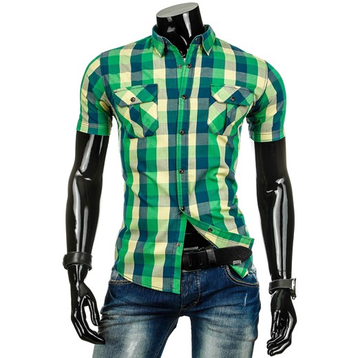 Koszula z krótkim rękawem (kx0375) - Zielony dstreet zielony bawełniane