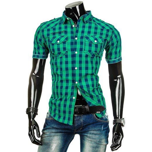 Koszula z krótkim rękawem (kx0368) - Zielony dstreet turkusowy bawełniane