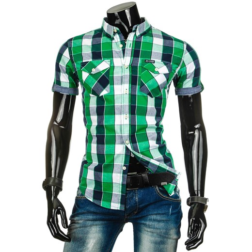 Koszula z krótkim rękawem (kx0369) - Zielony dstreet zielony bawełniane
