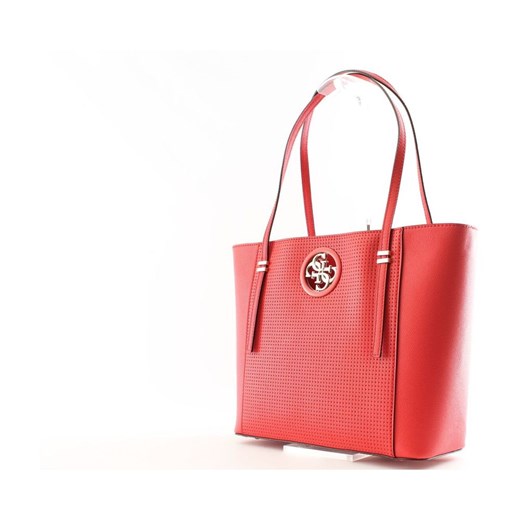 Shopper bag Guess czerwona skórzana