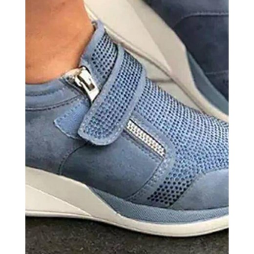 Buty sportowe damskie Kendallme niebieskie wiązane na płaskiej podeszwie 