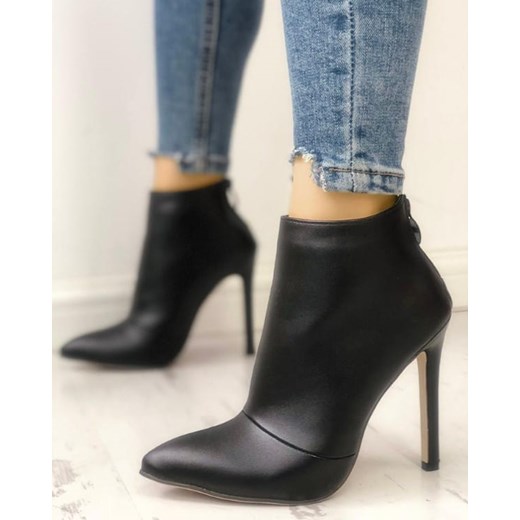 Botki Kendallme eleganckie ze skóry na zamek
