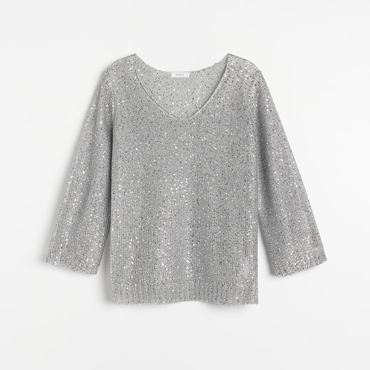 Reserved - Cekinowy sweter - Srebrny Reserved S wyprzedaż Reserved