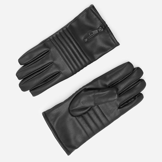 Reserved - Pikowane rękawiczki z zamkiem - Czarny Reserved M promocyjna cena Reserved