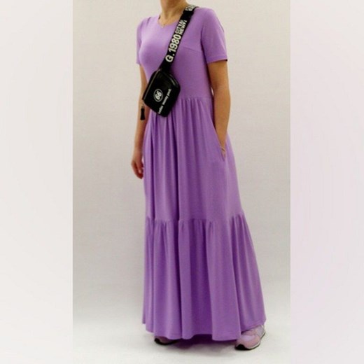 Maxi boho falbany fiolet sukienka r 34-56 Mm Fashion MM Fashion