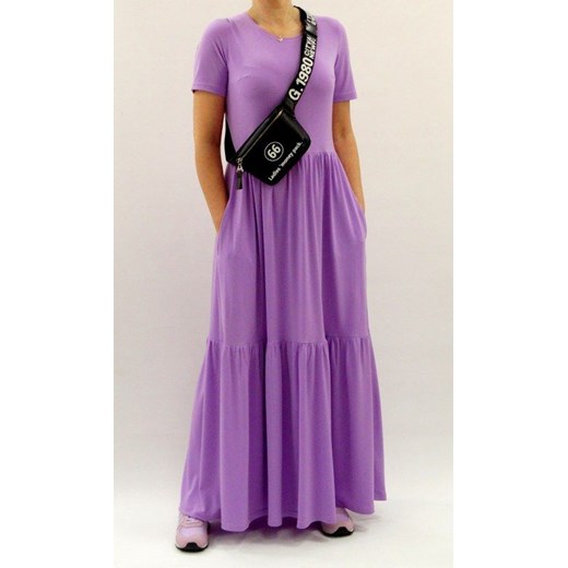 Maxi boho falbany fiolet sukienka r 34-56 Mm Fashion MM Fashion