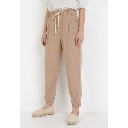 Beżowe Spodnie Lithophi ze sklepu Born2be Odzież w kategorii Spodnie damskie - zdjęcie 109004944