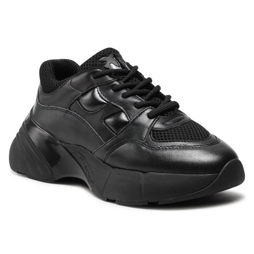 Buty sportowe damskie Pinko sneakersy czarne na platformie wiązane 