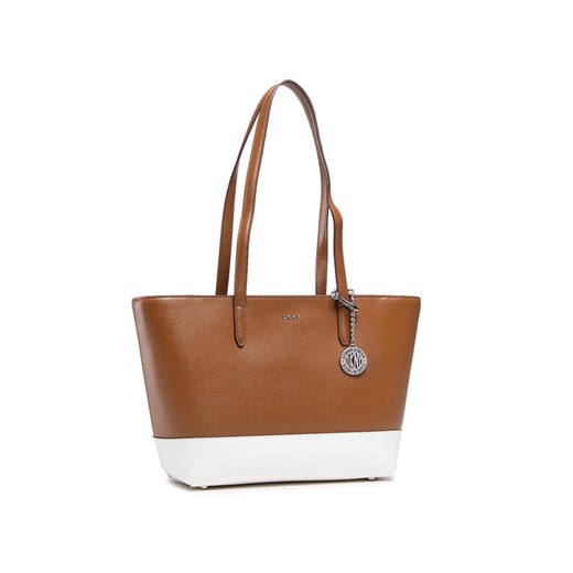 Shopper bag DKNY matowa bez dodatków na ramię mieszcząca a6 