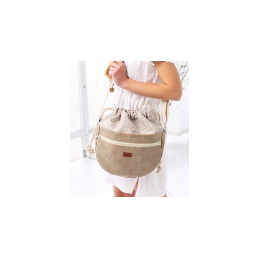 Torebka listonoszka "CROSSERKA", taupe z plecionką Mebags średnia me&BAGS