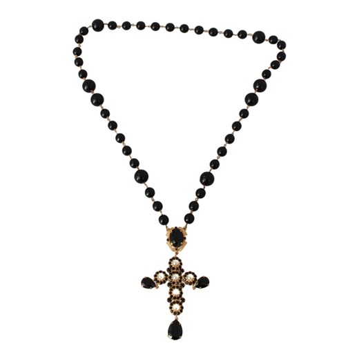 Brass Beads Crystal Cross Chain Necklace Dolce & Gabbana ONESIZE wyprzedaż showroom.pl