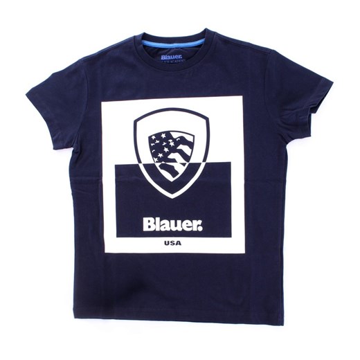 T-shirt chłopięce granatowy Blauer USA z krótkimi rękawami bawełniany 