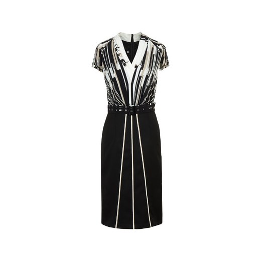 Suknia Dominika geometria beżowo-czarna semper czarny minimalistyczne