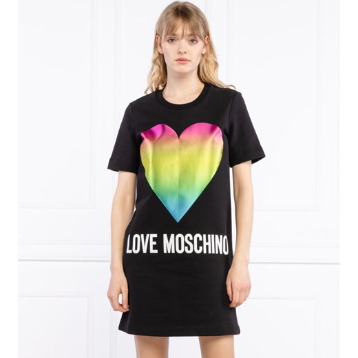 Sukienka wielokolorowa Love Moschino mini prosta z krótkimi rękawami casualowa 