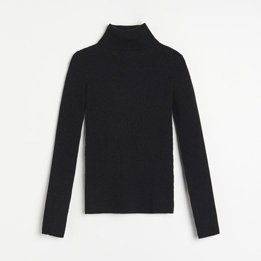 Reserved - Sweter z prążkonej dzianiny - Czarny Reserved S Reserved wyprzedaż