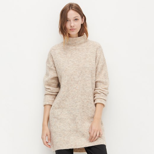Reserved - Długi sweter ze stójką - Kremowy Reserved S okazyjna cena Reserved