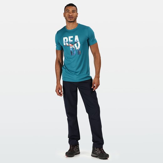 T-shirt męski Regatta z bawełny niebieski z krótkimi rękawami 