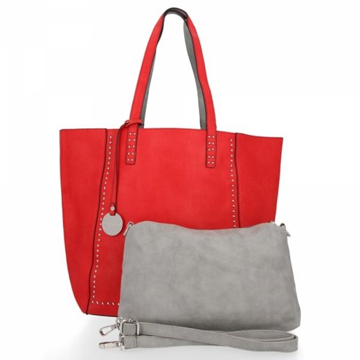 Shopper bag czerwona Diana&Co bez dodatków duża ze skóry ekologicznej 