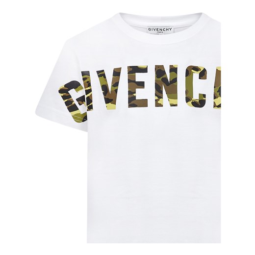 T-shirt chłopięce biały Givenchy z krótkim rękawem z napisem 