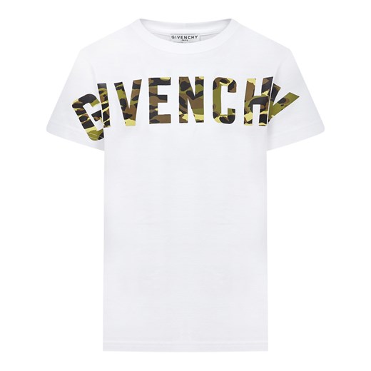 Biały t-shirt chłopięce Givenchy z napisem z krótkim rękawem 
