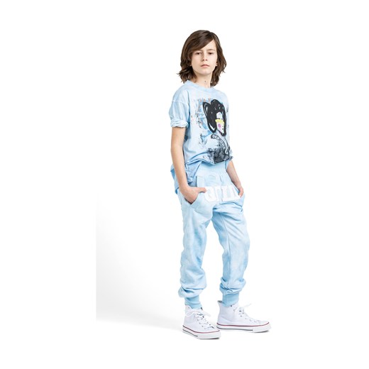 T-shirt chłopięce Robert Kupisz niebieski w nadruki z bawełny 