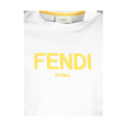 Bluzka dziewczęca Fendi biała z krótkimi rękawami z napisem 