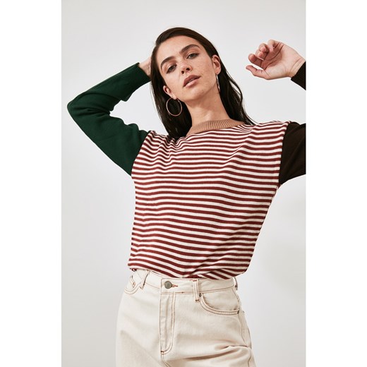 Trendyol Brown Striped Knitwear Sweater Trendyol S Factcool