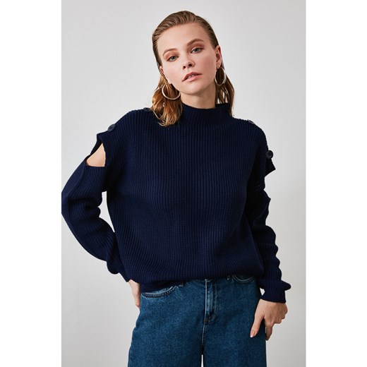 Trendyol Navy Cut Out Detailed Knitwear Sweater Trendyol M Factcool