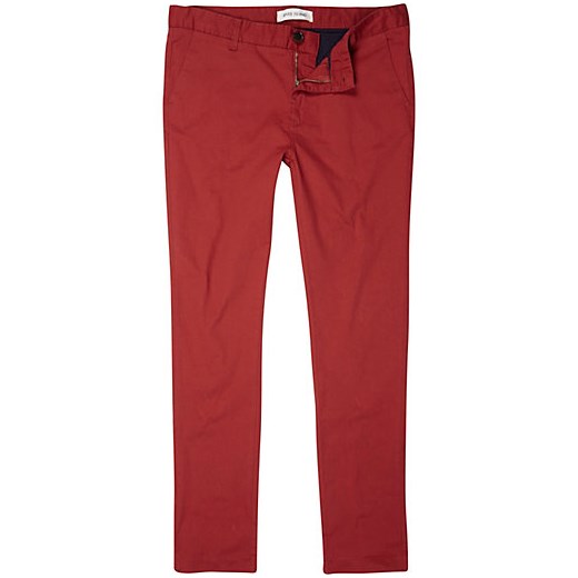Red skinny chino trousers river-island czerwony 